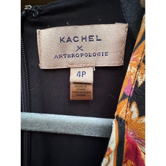 Kachel x Anthropologie Floral Silk Blend Midi Colorblock Dress Size 4P Petite - Picture 7 of 10